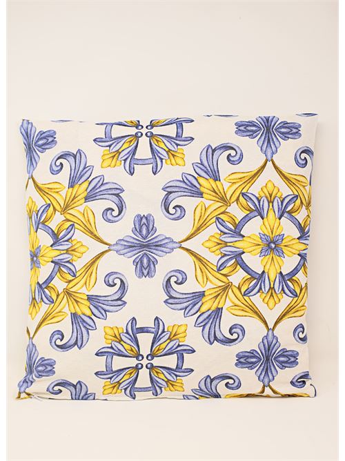 Pillowcase with majolica tiles 50x50 Capri Me | CUGRE1BLUGIALLO